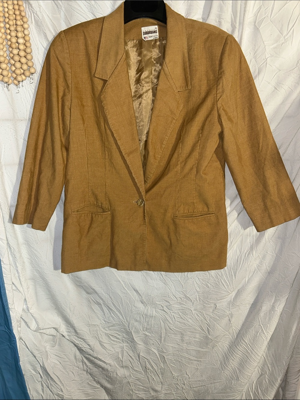 Classic Single-Button Women's Blazer in Camel Vintage size 14. Made in  USA